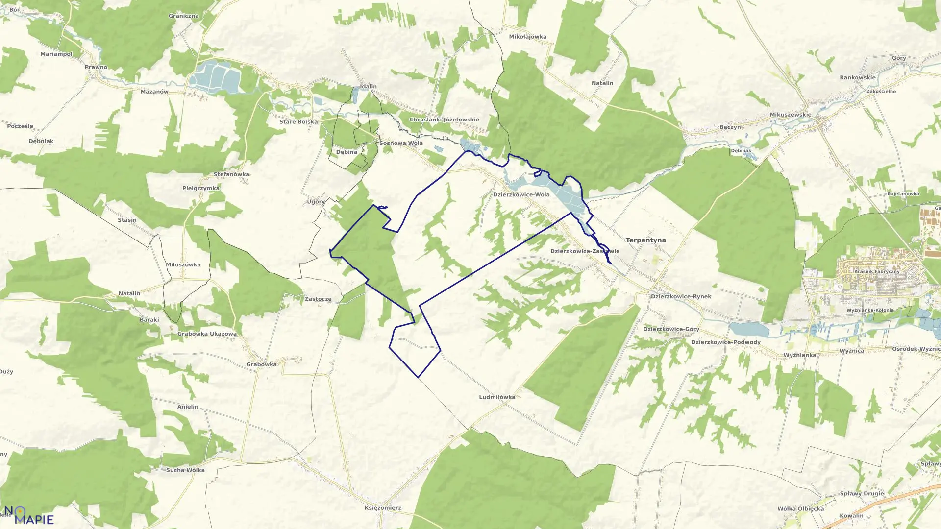 Mapa obrębu DZIERZKOWICE WOLA w gminie Dzierzkowice