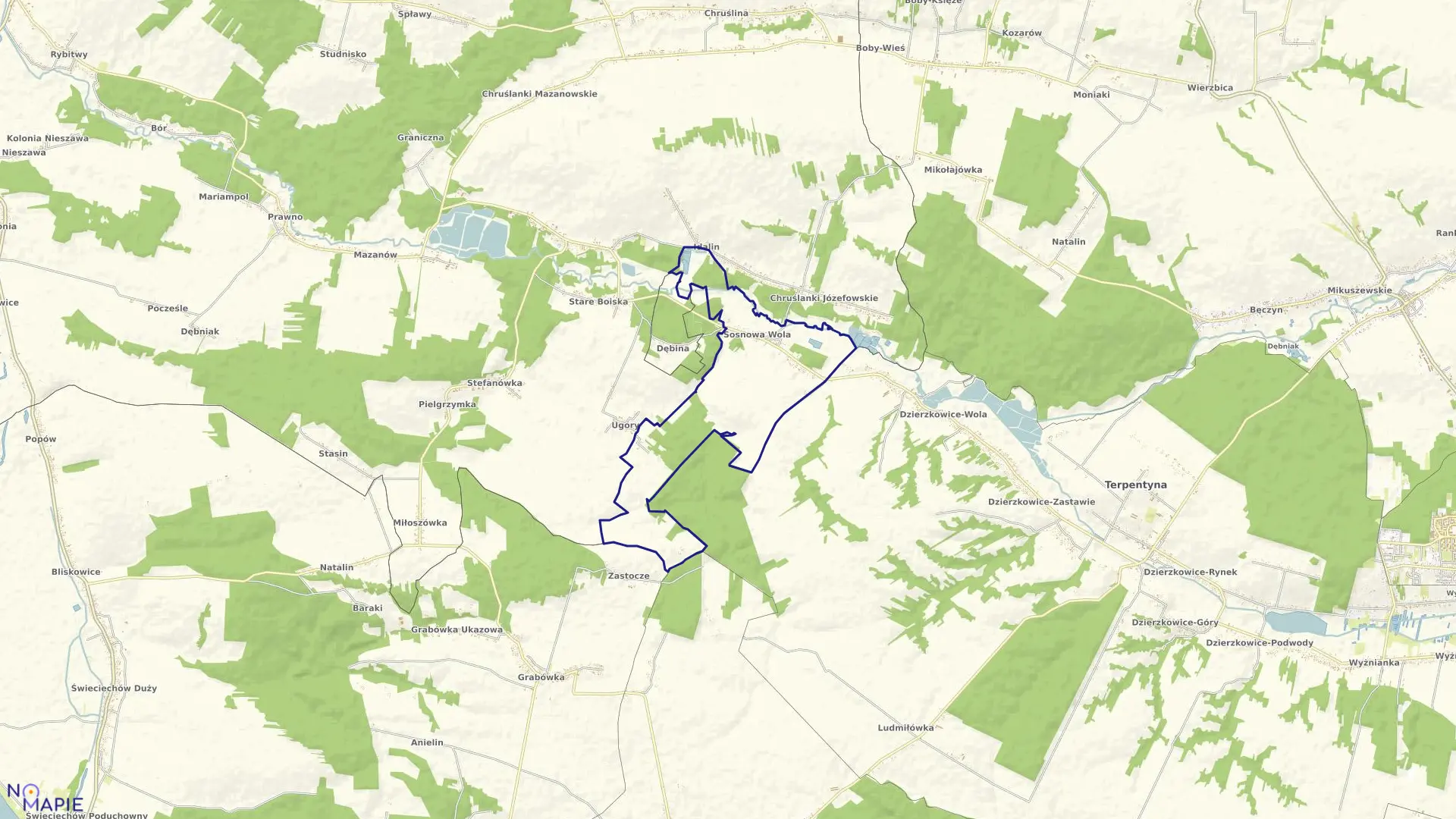 Mapa obrębu SOSNOWA WOLA w gminie Dzierzkowice